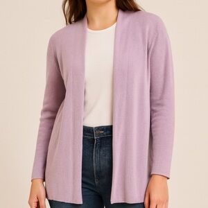 Eileen Fisher Medium Lavender Open Front Cardigan